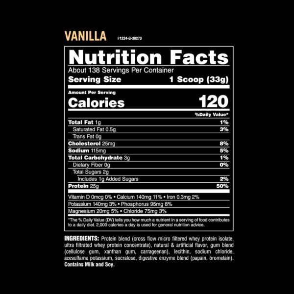 Animal Whey Isolate Protein Powder - Loaded for Pre & Post Workout Muscle Builder and Recovery with Digestive Enzymes for Men & Women - 25g Protein, Great Taste, Low Sugar - Vanilla 10 lbs