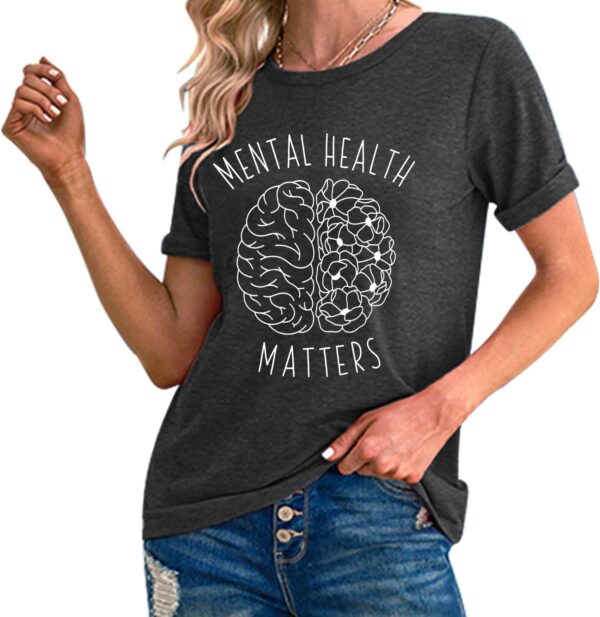 qdl Mental Health Matters Shirt Women Human Brain Illness Awareness Tshirts Therapist Psychologist Short Sleeve