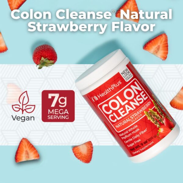 Health Plus Colon Cleanse Digestive Support | Natural Sweetener without Artificial Flavors | Daily Fiber for Toxin Elimination To Reduce Bloating | Strawberry Flavor | 9 Ounces, 36 Servings