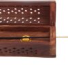 raajsee Beautiful Handmade Wooden Brown Incense Stick Holder Burner Storage Coffin Box - Ash Catcher with Brass Inlay -Home Utilities & Accessories -Meditation -Great Gift for Any Occasion 12x2 inch