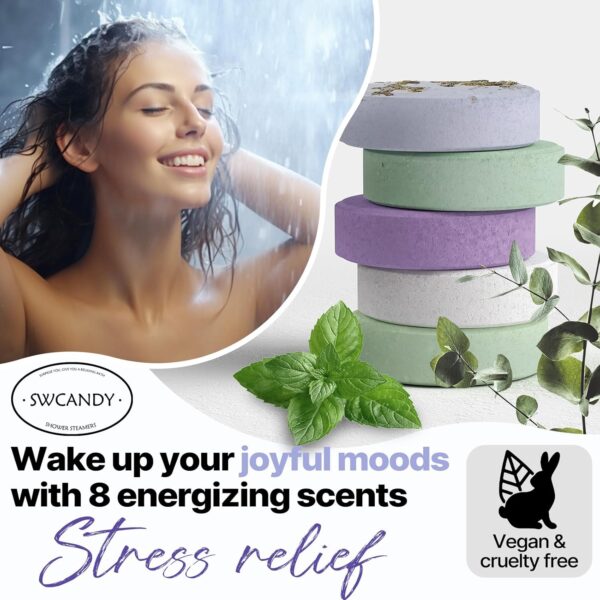 Shower Steamers Aromatherapy Birthday Gifts for Women - SWCANDY 8 Pcs Valentines Day Gifts for Her Mom Men Teen Adults Bath Bombs Self Care with Natural Essential Oils Relaxation Home SPA Mothers Day