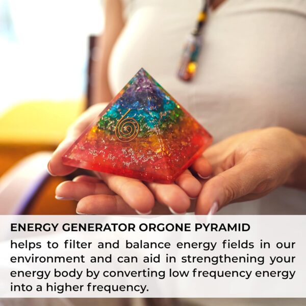 Orgonite Crystal Handmade Seven Chakra Gemstone Pyramid - Orgone Chakra Healing Stone Pyramids for Spiritual Healing, Meditaion, Yoga, Reiki Gifts, Office and Home Decor