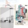 S1 Home Gym Storage, 3-Tier Workout Equipment Organizer with Wheels for Yoga Mats, Foam Roller, Dumbbells, Kettlebells, and Resistance Bands, 47.4" H x 27.5" W x 11.8" D, White