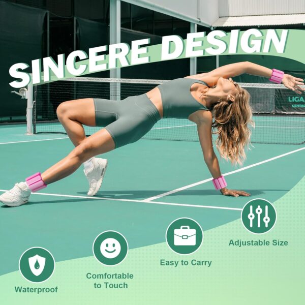 Wrist & Ankle Weights set of 2 (1lb each), Adjustable Silicone Weighted Bangles for Men and Women, Suitable for Arm & Leg Workout, Yoga, Pilates, Dance, Barre, Gym, Aerobics.