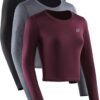 NELEUS Women's Running Workout Athletic Crop Shirts Pack of 3