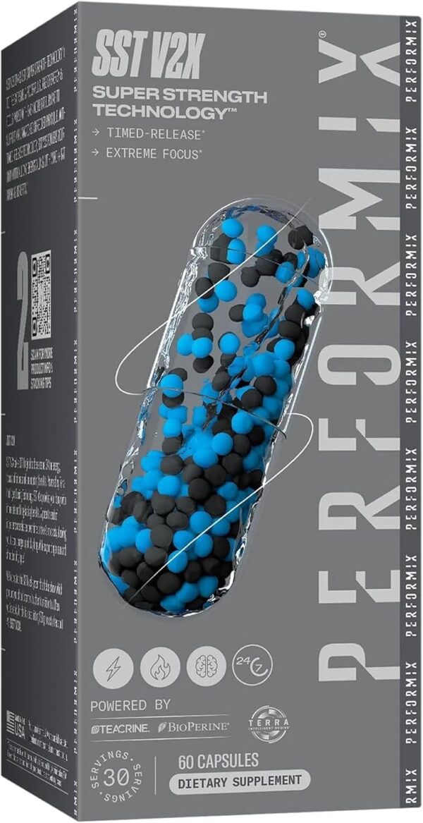 PERFORMIX SST V2X Super Strength Technology - Multi-Phase Suspension Timed-Release Energy, Mental Focus, Pre-Workout Supplement for Men & Women, 60 Capsules