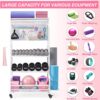 56'' Taller Home Gym Storage Organizer, Yoga Mat Storage Rack with Hanging Board, Exercise Workout Equipment Storage Stand for Home Gym, Dumbbell Holder Kettlebell Rack with Wheels and Hooks