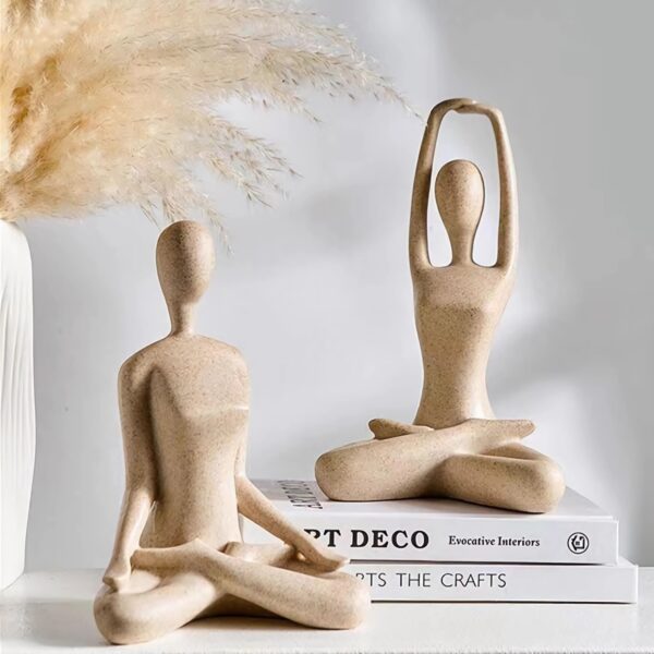 Sandstone Meditation Yoga Statues Set of 3, Resin Zen Yoga Figurines for Bookself, Home Decor, Gifts