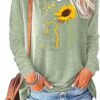 Womens Fall Crewneck Sunflower Graphic Print Tops Long Sleeve Cute Casual Tees