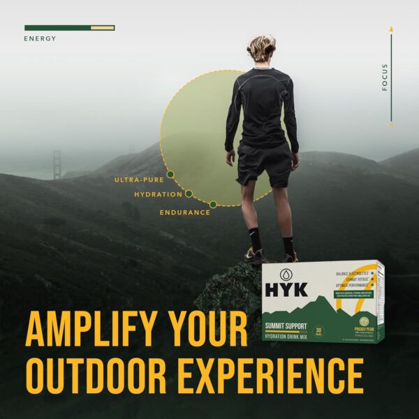 HYK Energy Electrolyte Drink - Hydration Powder Packets for Marathon Runners, Hikers, Endurance Athletes | from Pink Himalayan Salt | Easy Open Single-Serving Stick | Prickly Pear Flavor, 30 Count