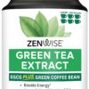 Zenwise Health EGCG Green Tea Extract Capsules - Mental Focus + Immune Health + Antioxidant + Heart Support with Green Coffee Bean for Energy & Metabolism Boost - 120 CT