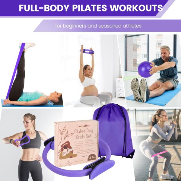 pilates ring circle set 13 pcs pilates equipment accessories for home workouts includes 9.8” pilates ball 12” magic circle yoga ring and resistance bands for women pilates ring and ball set gift
