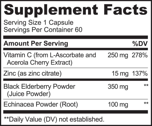 NATURELO Immune Support – Vitamin C, Elderberry, Zinc, Echinacea – Natural Immunity Boost w/Antioxidant, Herbal & Mineral Defense - 60 Vegan Capsules (Pack of 2)