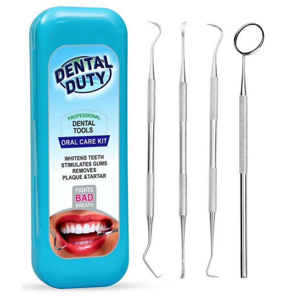 Dental Duty Dental Tools, Dental Pick for Teeth Cleaning Tools – Plaque Remover for Teeth with Teeth Cleaning Kit - Stainless Steel Dental Mirror for Teeth, Scraper and Scaler, (Aqua)