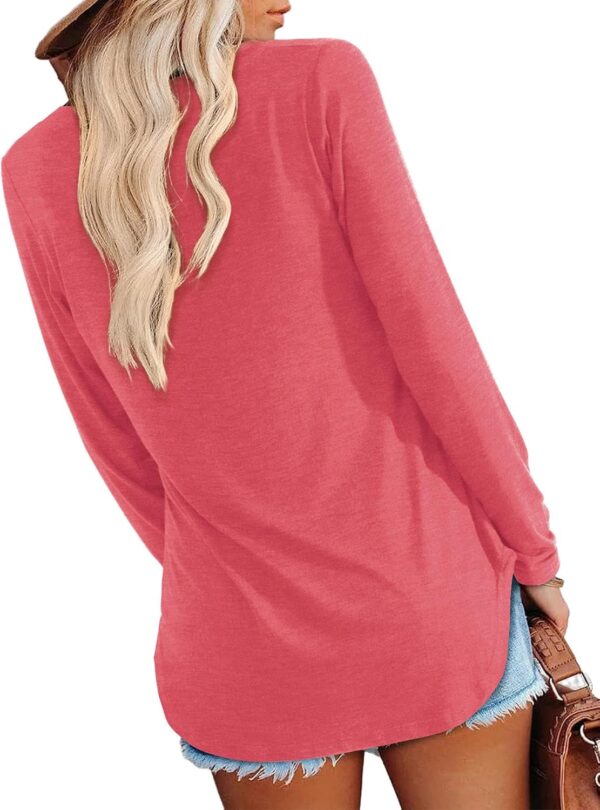 Amoretu Womens T Shirts Long Sleeve V Neck Shirts Casual Basic Tees