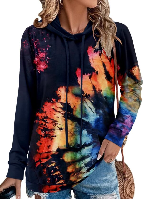 MODARANI Womens Pullover Hoodie Sweatshirts Casual Tunic Tops Kangaroo Pocket Shirts Tie Dye&Floral Print