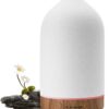 200ML Ceramic Diffuser,Aromatherapy Diffuser,Essential Oil Diffuser with 7 Color Lights Auto Shut Off for Home Office Room,Wood Grain Base (1/3/6/ON hrs Working time)