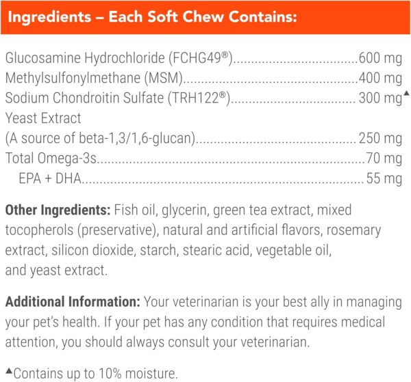 Cosequin Senior Joint Health Supplement for Senior Dogs - With Glucosamine, Chondroitin, Omega-3 for Skin and Coat Health and Beta Glucans for Immune Support, 60 Soft Chews