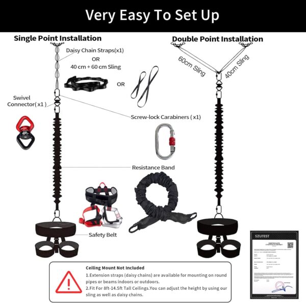 PRIOR FITNESS Bungee Fitness Set Yoga Bungee Cord Rope Resistance Air Dance Rope Exercise Fitness Home Gym Professional Training Equipment