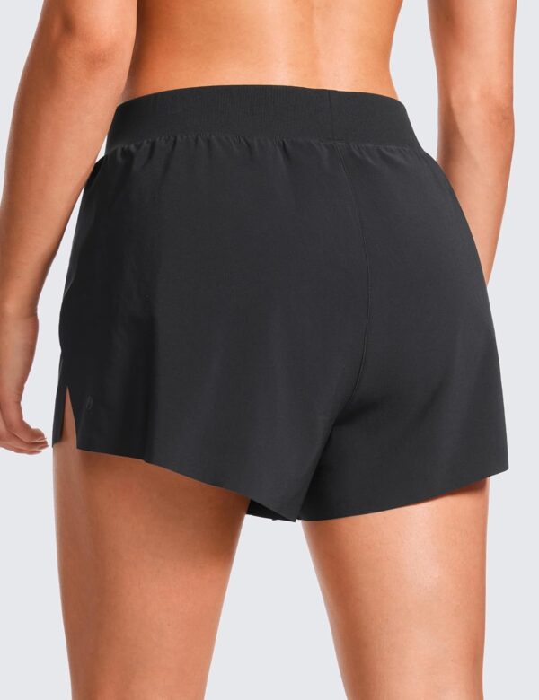 CRZ YOGA Running Shorts for Women High Waisted V Split for Gym Workout Athletic Track with Mesh Liner Quick Dry