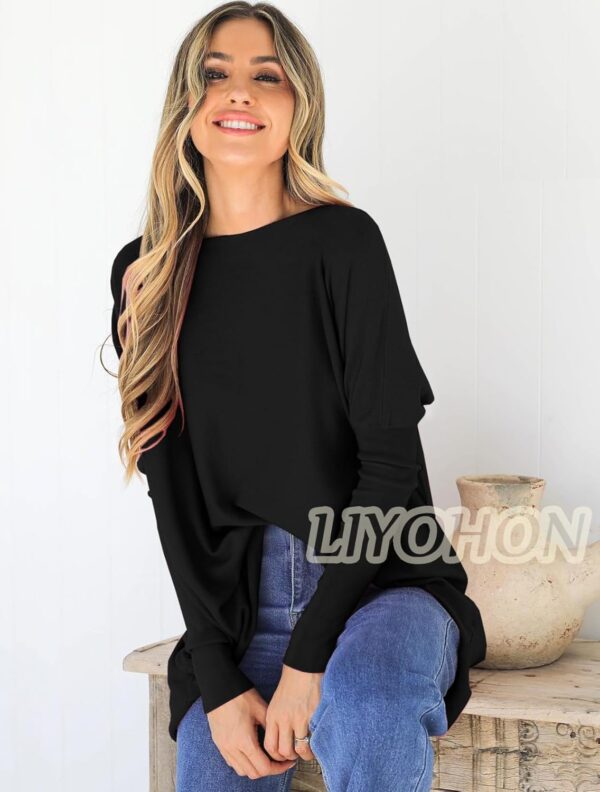 LIYOHON Oversized T Shirts for Women Tunic Tops to Wear with Leggings Long Sleeve Fall Sweaters Dressy Tops