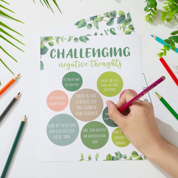 Harloon 20 Pcs Calming Corner Classroom Posters Mental Health Posters Therapy Office Feelings Chart Home Preschool Classroom Decorations for Teachers Elementary Educational Posters for Kids(Greenery)