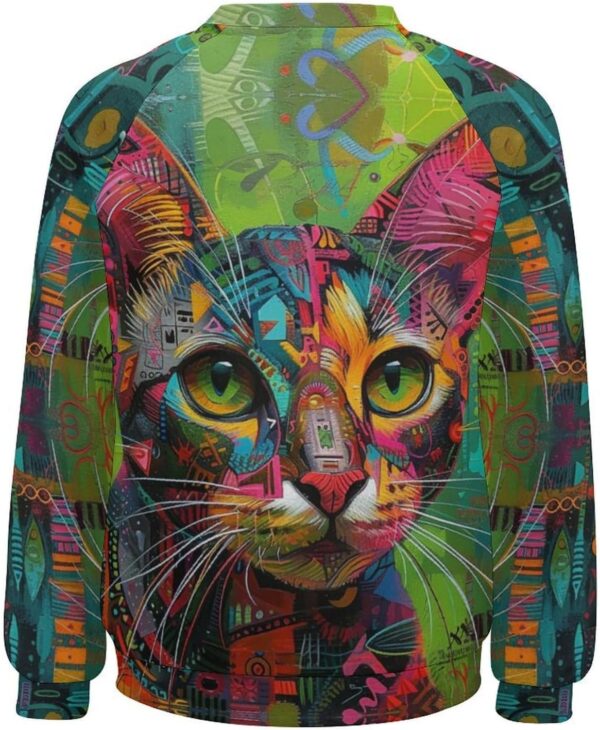 ZOCAVIA Women's Y2K Art Cat Sweatshirts Fall Abstract Cat Graphic Pullover Tops Long Sleeve Oil Painting Cat Printed T Shirts