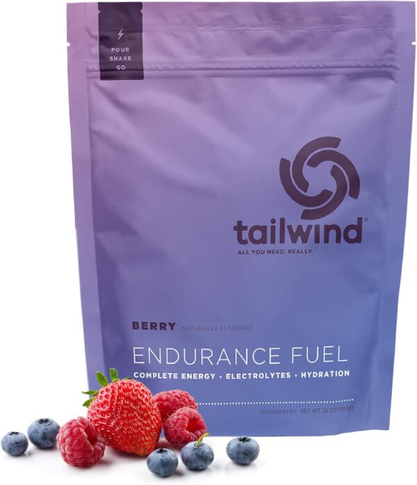 Tailwind Nutrition Endurance Fuel, Electrolyte & Hydration Sports Drink Mix Powder, Gluten-Free, Vegan, Berry, 30 Servings