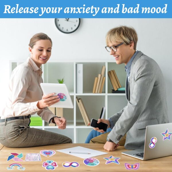 90 Pcs Sensory Strips for Anxiety Relief Items, Calm Strips with 10 Different Style, Unique Sensory Stickers for Relieve Adults Teens Fidgets Stress (Purple)