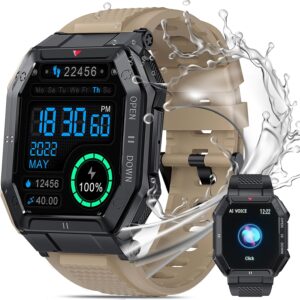 Smart Watch with 1.85'' HD Screen, Fitness Tracker/Bluetooth Call/Sports Mode, Men's Tactical Smart Watches for iOS Android Samsung