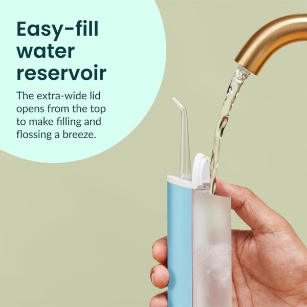 quip Water Flosser with Replacement Tip - Cordless Water Flosser with Adjustable Pressure - Teeth Cleaner Pick with 360 Degree Rotating Replaceable Tip, Rechargeable Water Dental Pick - Sky Blue