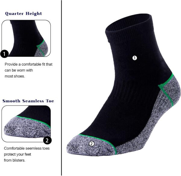 Kodal Copper Infused Quarter Socks Improve Foot Health Odor Control with Moisture Wicking Durable Comfortable Fit (4/5 Pairs)