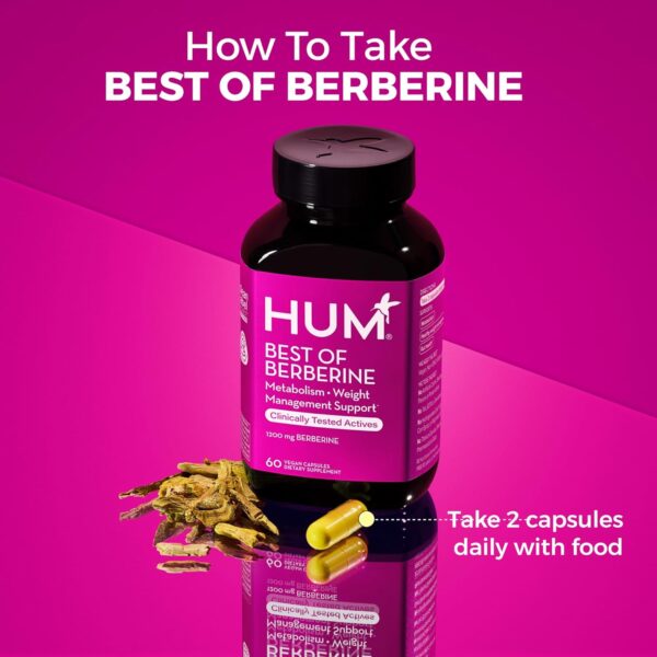 HUM Best of Berberine Supplement 1200mg - Pure Potency for Metabolic Wellness, Enhanced with BioPerine for Maximum Absorption (60 Capsules)