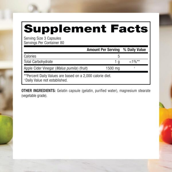 Webber Naturals Apple Cider Vinegar Capsules with The Mother, 1,500 mg per Serving, High Potency, 240 Capsules, Natural Digestion Support, Non-GMO, Gluten, Dairy & Sugar Free