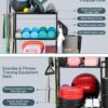 Weight Rack Home Gym Storage, Yoga Mat Storage Rack Workout Equipment Storage Rack for Dumbbells Kettlebell Resistance Band, Exercise Equipment Gym Rack Organizer with Wheel and Levelling Feet