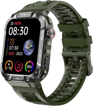 Military Smart Watch for Men 1.96 Inches Outdoor Sports Smartwatch with Answer/Make Call,Fitness Watch,Blood Oxygen,Heart Rate and Sleep Monitor Compatible with iPhone and Android Phones