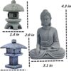 Buddha Statue and 2 Japanese Lantern Pagoda Statues Zen Garden Accessories Buddha Statues for Home Decor Mini Meditation Decor, Buddha Decor, Zen Decor