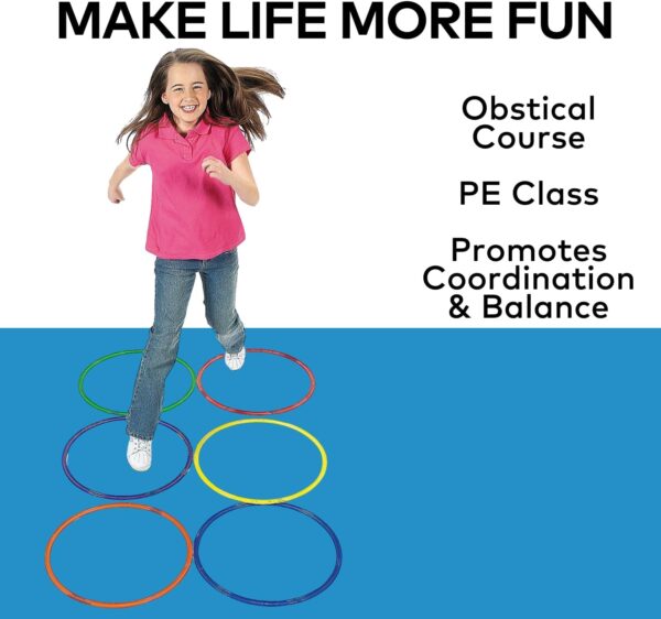 Fun Express Large 20 Inch Obstacle Course Agility Rings, Set of 6 Rings, Great for Physical Education, Festivals and Outdoor Activities, School Recess Equiments, Kid's Fitness, Assorted Colors