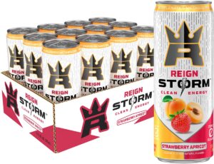 REIGN Storm, Strawberry Apricot, Fitness & Wellness Energy Drink, 12 Fl Oz (Pack of 12)