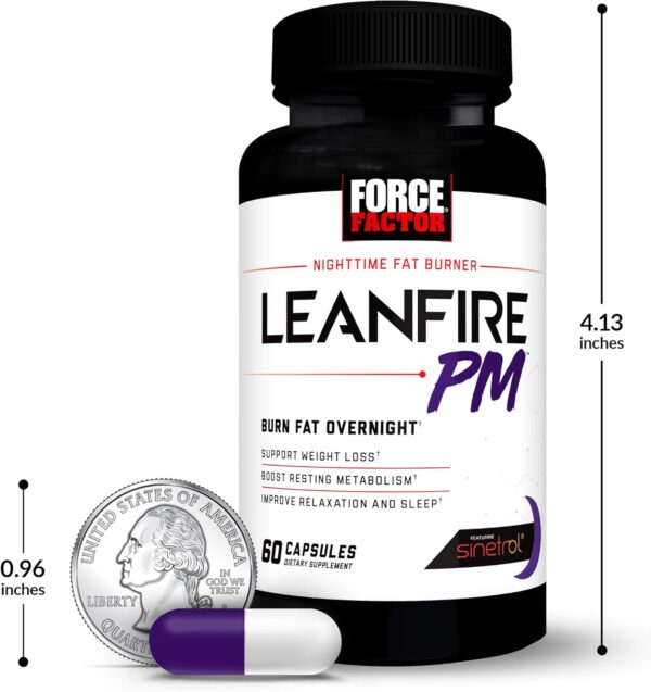 Force Factor LeanFire PM Weight Loss Pills for Women & Men, Fat Burner & Overnight Weight Loss Pills to Burn Fat, Boost Metabolism, Improve Sleep, Powerful Formula for Incredible Results, 60 Capsules