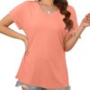 XIEERDUO Womens Summer Tops Short Sleeve Shirts Casual V Neck T Shirt Loose Fit Comfy