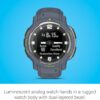 Garmin Instinct Crossover, Rugged Hybrid Smartwatch, Analog Hands and Digital Display, Blue Granite