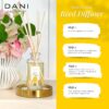 Natural Reed Diffuser Set by DANI Naturals - Warm Sandalwood Vanilla Scent - Aromatherapy Essentials Oils - Alcohol Free - 10 Diffuser Sticks - 3.5 Ounce Glass Bottle