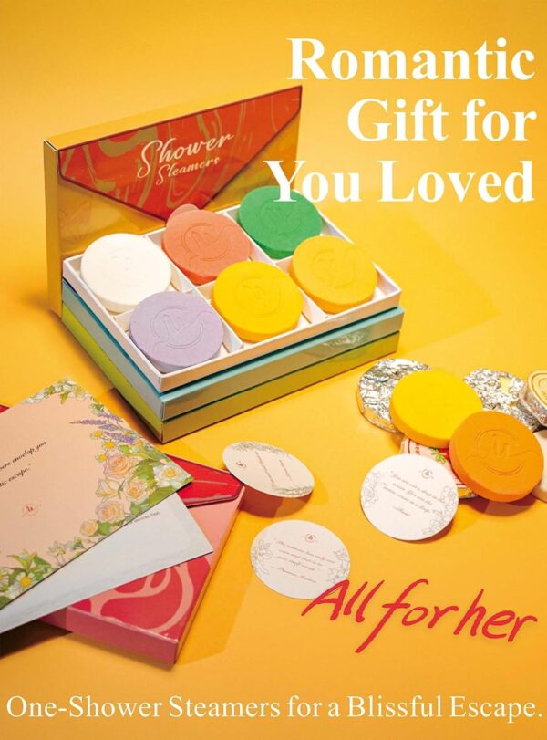 Shower Steamers Aromatherapy - Valentine's Day Gift for Women, Gift Box of 6 Premium Shower Bombs with Essential Oils, Relaxing Home Spa, Stocking Stuffers for Family, Green