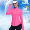 Women's Golf Polo Long Sleeve Workout Tops V Neck UPF 50+ Sun Protection Quick Dry Lightweight Active Tennis Shirts