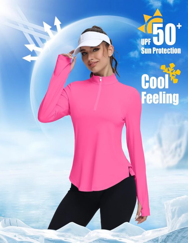 Women's Golf Polo Long Sleeve Workout Tops V Neck UPF 50+ Sun Protection Quick Dry Lightweight Active Tennis Shirts