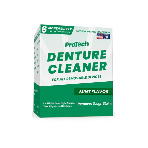 ProTech Denture Cleaner | 180 Cleanings (22 Pack/6 Month Supply) | For Clear Aligners, Dentures, Retainers, Mouth Guards & Night Guards - Cleaning Crystals, Mint
