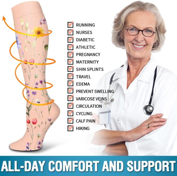 Bluemaple 6 Pack Copper Compression Socks for Women and Men Circulation-Best Support for Medical, Running,Nursing,Athletic