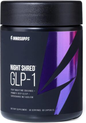 InnoSupps Night Shred™ GLP-1 | Nighttime Fat-Burner + Sleep Support | Appetite, Metabolism & Stress Support | Akkermansia + Ashwagandha | 60 Capsules. 30 Servings.
