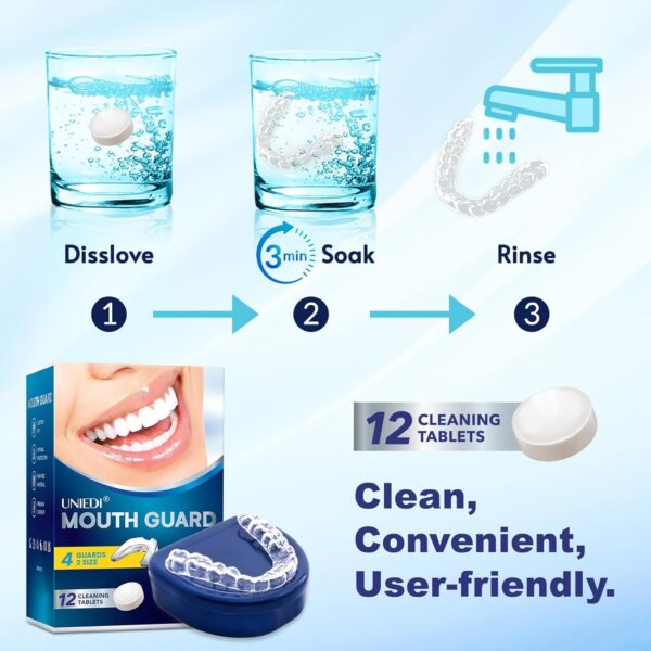 Mouth Guard for Grinding Teeth at night, Mouth Guard for Sleeping, Mouthguards for Grinding of Teeth, Night Guards for Teeth Grinding, Mouth Guard for Clenching Teeth at Night with 12 Cleaning Tablets